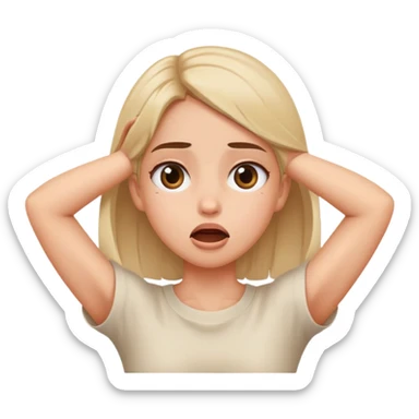 arm crosses around neck girl open mouth eye roll sticker