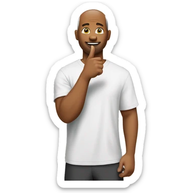 A white men who wears nike t-shirt makes a ok sign with his thumb  sticker