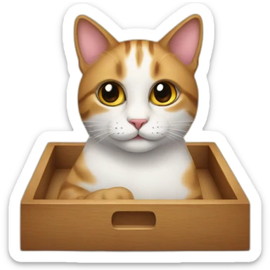 Cat in a wooden tray sticker