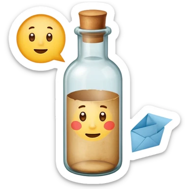 glass bottle with a paper message inside sticker