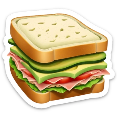 Tuna and avocado inside a sandwich sticker