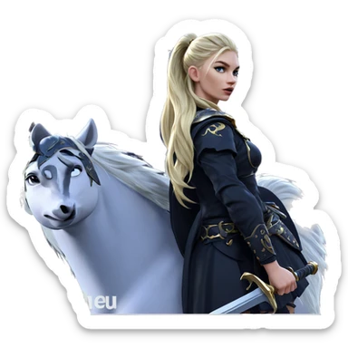 blonde warrior under crescent moon sticker