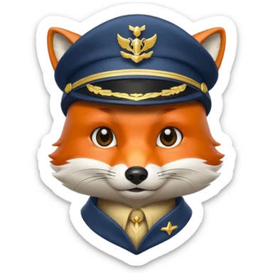 fox wearing a captain's hat sticker