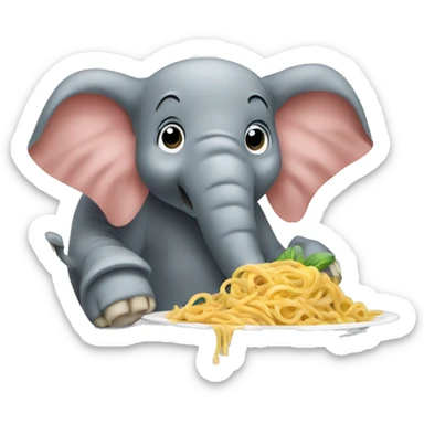 Elephant eating pasta sticker