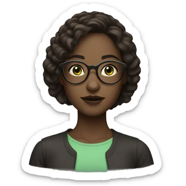 girl pale skin green eyes dark brown hair with circular glasses  sticker