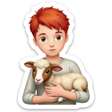 holy boy with red hair and lamb sticker