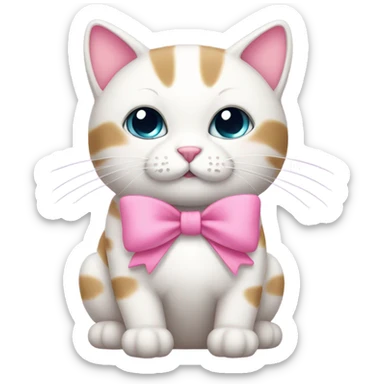 Kawaii cat with pink bow sticker