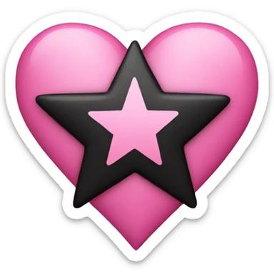 pink heart and black star sticker