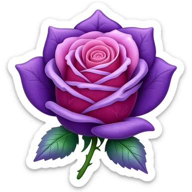 Make the ice rose purple in the style of emoji (apple style emojis). Remove the background. sticker