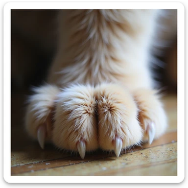 fluffy cat paw, realistic texture, soft lighting, gentle shadows sticker