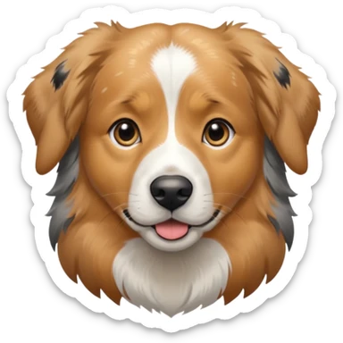 Australian Shepherd golden retriever tan eyebrows  black and speckled grey fur on chest.  sticker