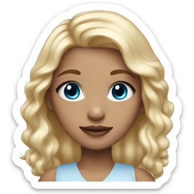 a girl with blonde hair and blue eyes with delicate make-up  sticker