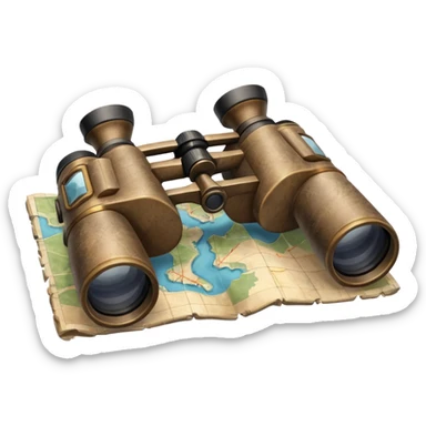 map with binoculars sticker