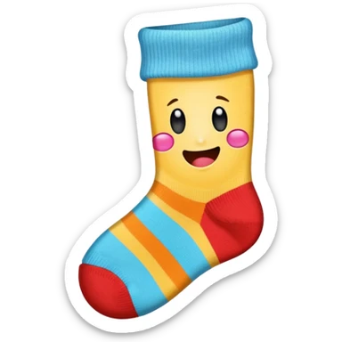 cute emoji of a worn-out sock with a hole at the big toe sticker