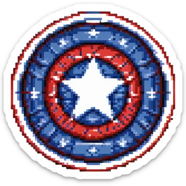 Captain America shield, bold red white and blue, iconic star in center sticker
