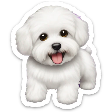 White maltipoo yoga mat sticker