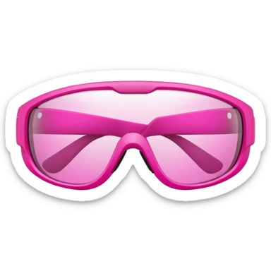 bold pink sport eyewear with wrap-around protective lens, thick frame sticker