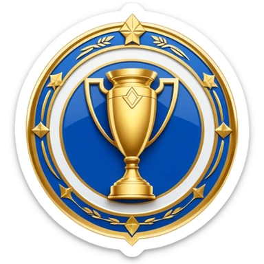 Israeli Premier League champions plate, shiny gold and blue, simple and iconic sticker