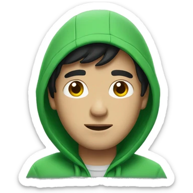Black-haired white guy in green hoodie  sticker