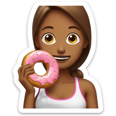 fit woman eating a donut sticker