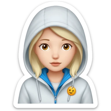 Girl, cold White Coat with Hoodie  sticker