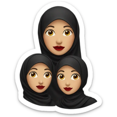 three-malay-women-wearing-black-hijab-with-red-lipstick sticker
