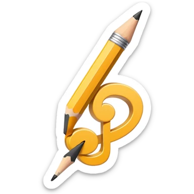 Minimalistic flat vector icon, iOS style, thin black contour on white background. Musical note with a pencil crossing it. Clean, no text, no shadows sticker