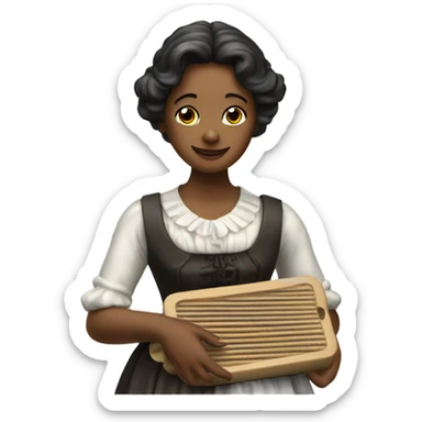 Victorian lady holding soap and washboard  sticker