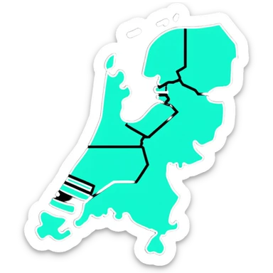 Colorful map of the Netherlands with iconic Dutch symbols sticker