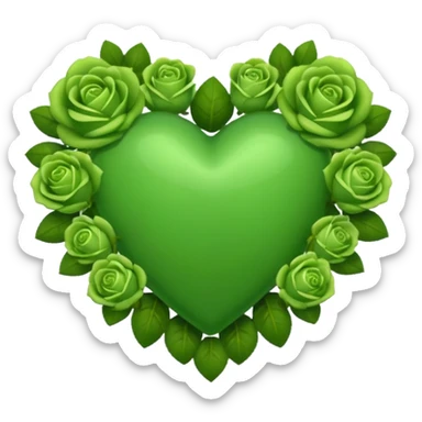 Green Heart with green roses  sticker