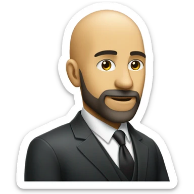 a head of a bald brazilian man with a beard, wering a suit, singer, jazz sticker