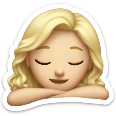 Blonde girl sleeping in the white bed sticker