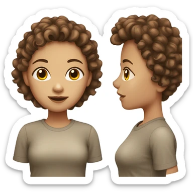 girl whit brown curly hair and fair skin sticker