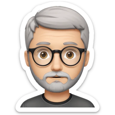 homme jeune blanc cheveux gris court lunettes rondes noir et petite barbe  sticker