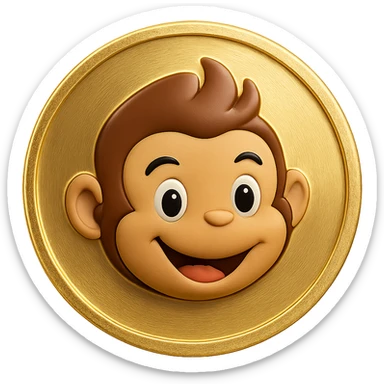 flat gold token with only the mascot's head centered, no body, no phone, no extra details, no shadows, transparent background, gold coin, mascot head in original colors sticker