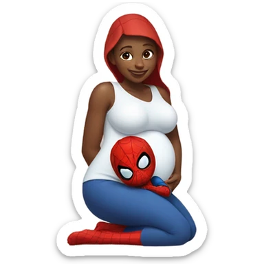 Pregnant girl Spider-Man nursing a baby  sticker