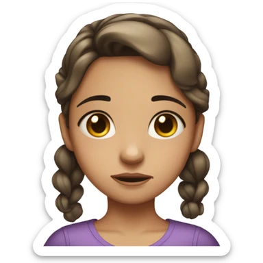 girl with a hair bow on her head and tears in her eyes sticker