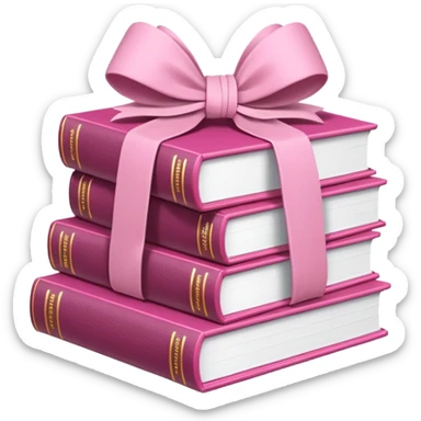 Pink Books stacked up and tied together by a white bow sticker