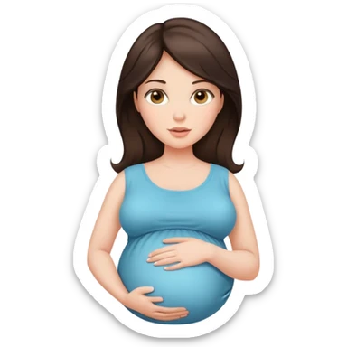 Beautiful brunette pregnant woman with baby bump sticker