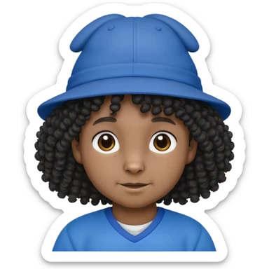 curly hair black rabbit with blue jersey and hat sticker