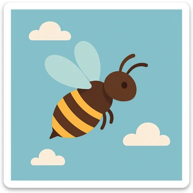 Flat design style bee in the sky sticker