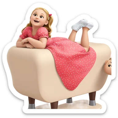 girl in dress on stomach sticker