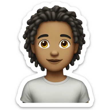 light skin kid with dark hair stater locs sticker