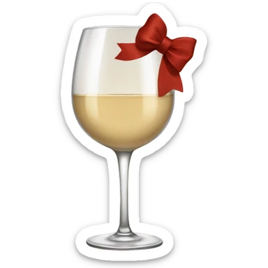 Beige asthetic wine Glas with a bow  sticker