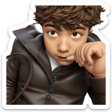 brown haired boy in leather sticker
