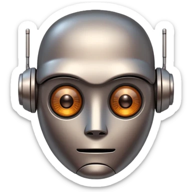 Emotional robot with brown eyes who is stiff sticker