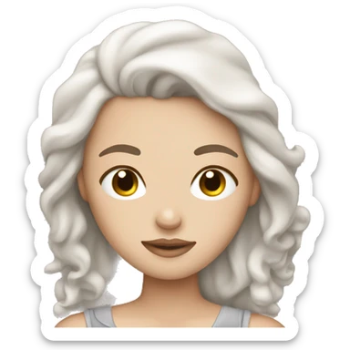 A white girl with dark brown hair sleeping sticker