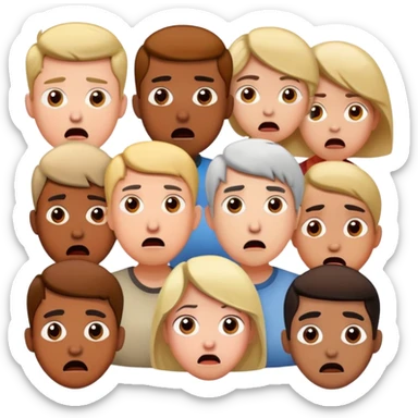 Group of confused people with shocked expressions looking at each other sticker