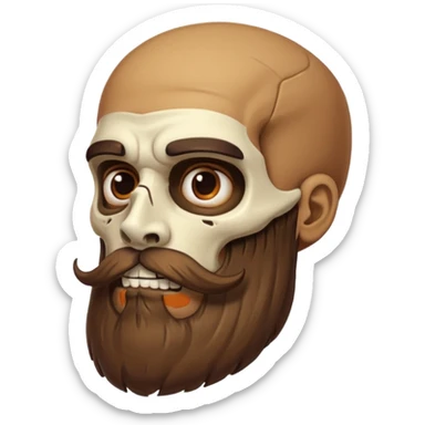 Weird skull with brown mustache beard  side view sticker