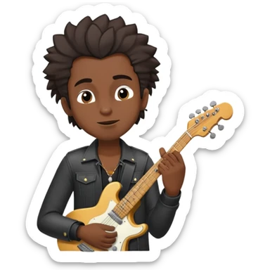 Musician's face and torso, confident smirk, half-closed eyes looking up, eyebrows showing confidence, rockstar hairstyle, no guitar, expression shows he's thinking about future success sticker